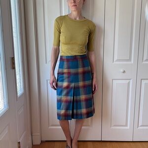 Vintage Handmade Plaid Wool Skirt